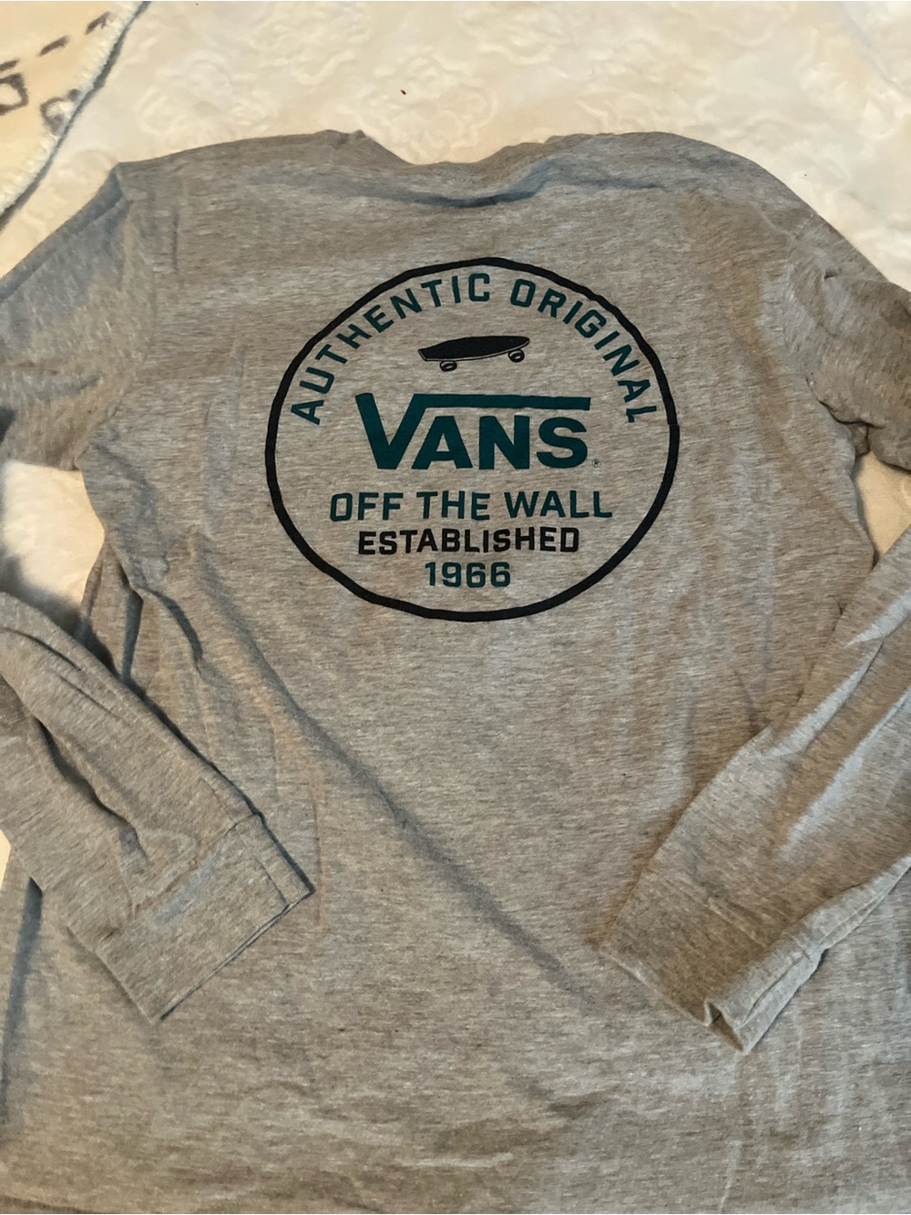 Vans kids sz 10/12 Grey long sleeve with green Logo
